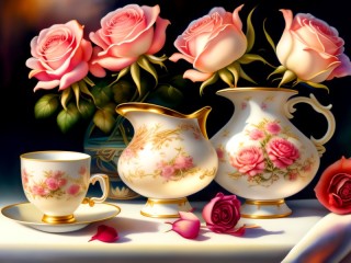 Пазл «Розовый сервиз»