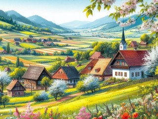 Пазл «Сельский пейзаж»