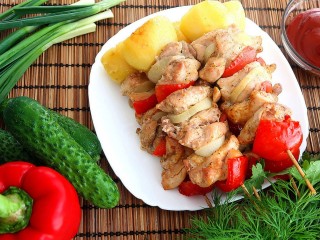 Пазл «Шашлык и овощи»