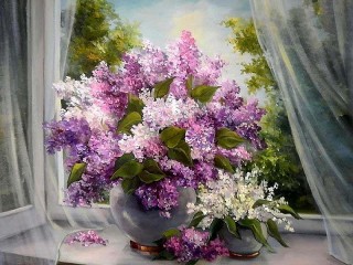 Пазл «Сирень на окне»