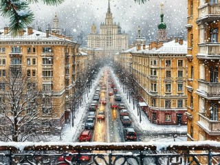 Пазл «Снег в городе»