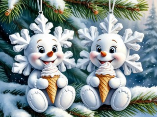 Пазл «Снеговики»