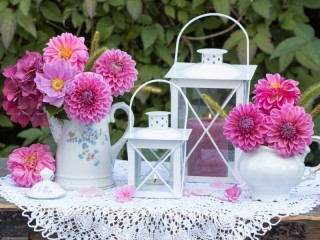 Пазл «Цветы и фонари»