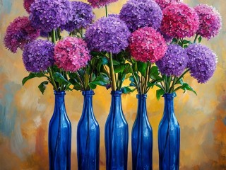 Пазл «Цветы в синих вазах»