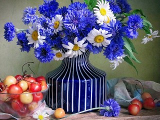 Пазл «Васильки и ромашки»