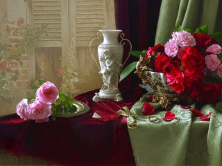 Пазл «Ваза с розанами»