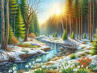 Пазл «Весенний лес»