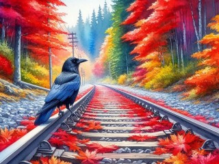 Пазл «Ворон на рельсах»