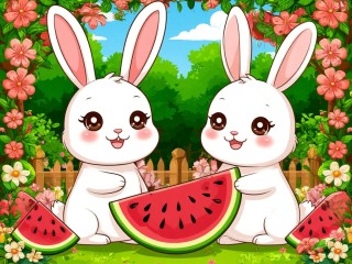 Пазл «Зайки и арбуз»