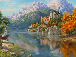 Пазл «Замок у реки»