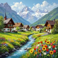 Пазл Альпийская деревня