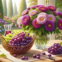 Пазл Астры и виноград