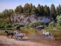 Пазл Бегущие лошади