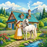 Пазл Белая лошадь