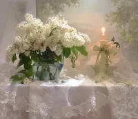 Пазл Белая сирень