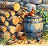 Пазл Белка и орешки