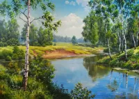 Пазл Берёзки у реки 