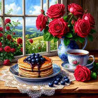 Пазл Блины с черникой