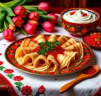 Пазл Блины с икрой