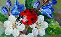 Пазл Божья коровка и цветы 
