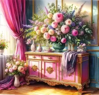 Пазл Букет на комоде