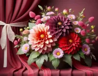 Пазл Букет с георгинами 