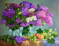 Пазл Букет сирени и виноград