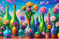 Пазл Бутылки и цветы