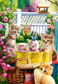 Пазл Чаепитие котят