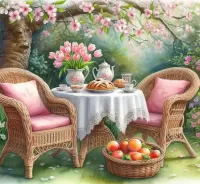 Пазл Чаепитие в саду
