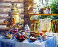 Пазл Чай с блинами