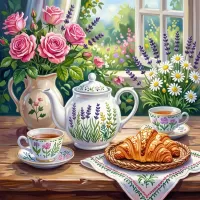 Пазл Чай с круассаном