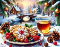 Пазл Чай с лимоном и пряником