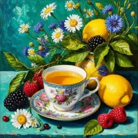 Пазл Чай с лимоном и ягодой