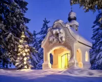 Пазл Часовня и ёлочка
