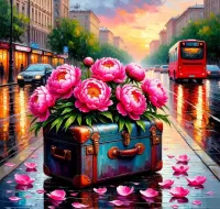 Пазл Чемодан с цветами