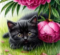 Пазл Черный котенок