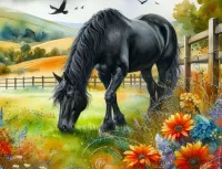 Пазл Чёрный конь