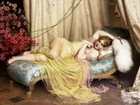 Пазл Дама на оттоманке