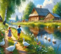 Пазл Деревенский пейзаж