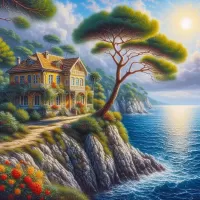 Пазл Дерево на обрыве