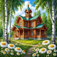 Пазл Деревянная церковь