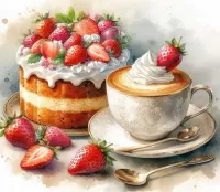 Пазл Десерт с клубникой