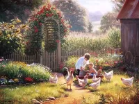 Пазл Дети и куры