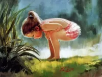 Пазл Девочка и гусеница