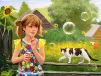 Пазл Девочка и кошка 