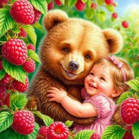 Пазл Девочка и медвежонок