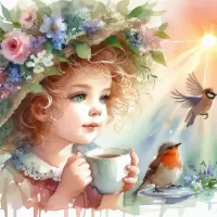 Пазл Девочка и птицы