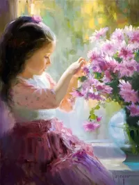 Пазл Девочка с букетом