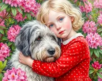 Пазл Девочка с собакой 